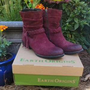Earth Origins Red Ankle Boots Suede Relaxed